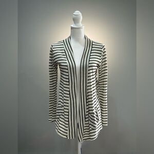 Cream Bee Stitched Striped Open Sweater Size M EUC